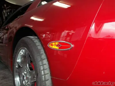 American Car Craft Side Marker Trim Satin Chevy Bowtie GML Rear Side 2pc Chevrolet Corvette 1997-2004 - ACC-032035